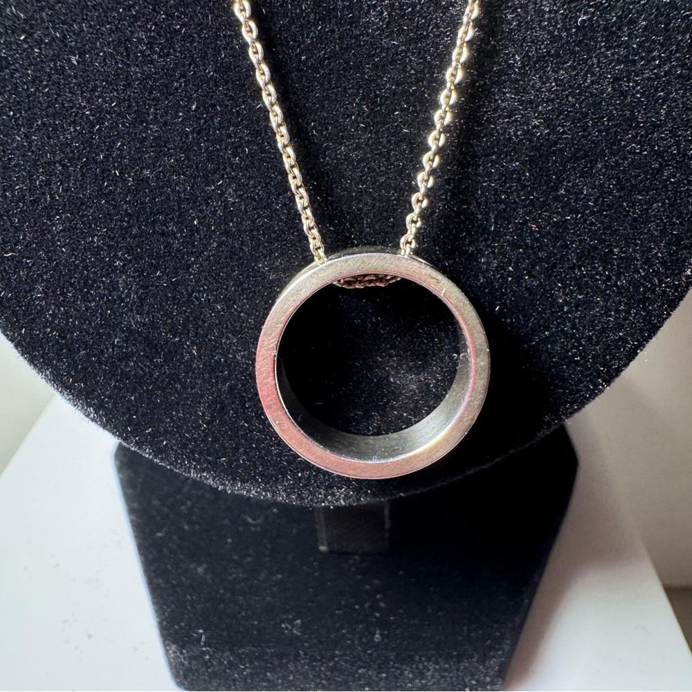 VTG Tiffany & Co. 925 Silver Circle 1837 Pendant 17” Necklace - Picture 2 of 8